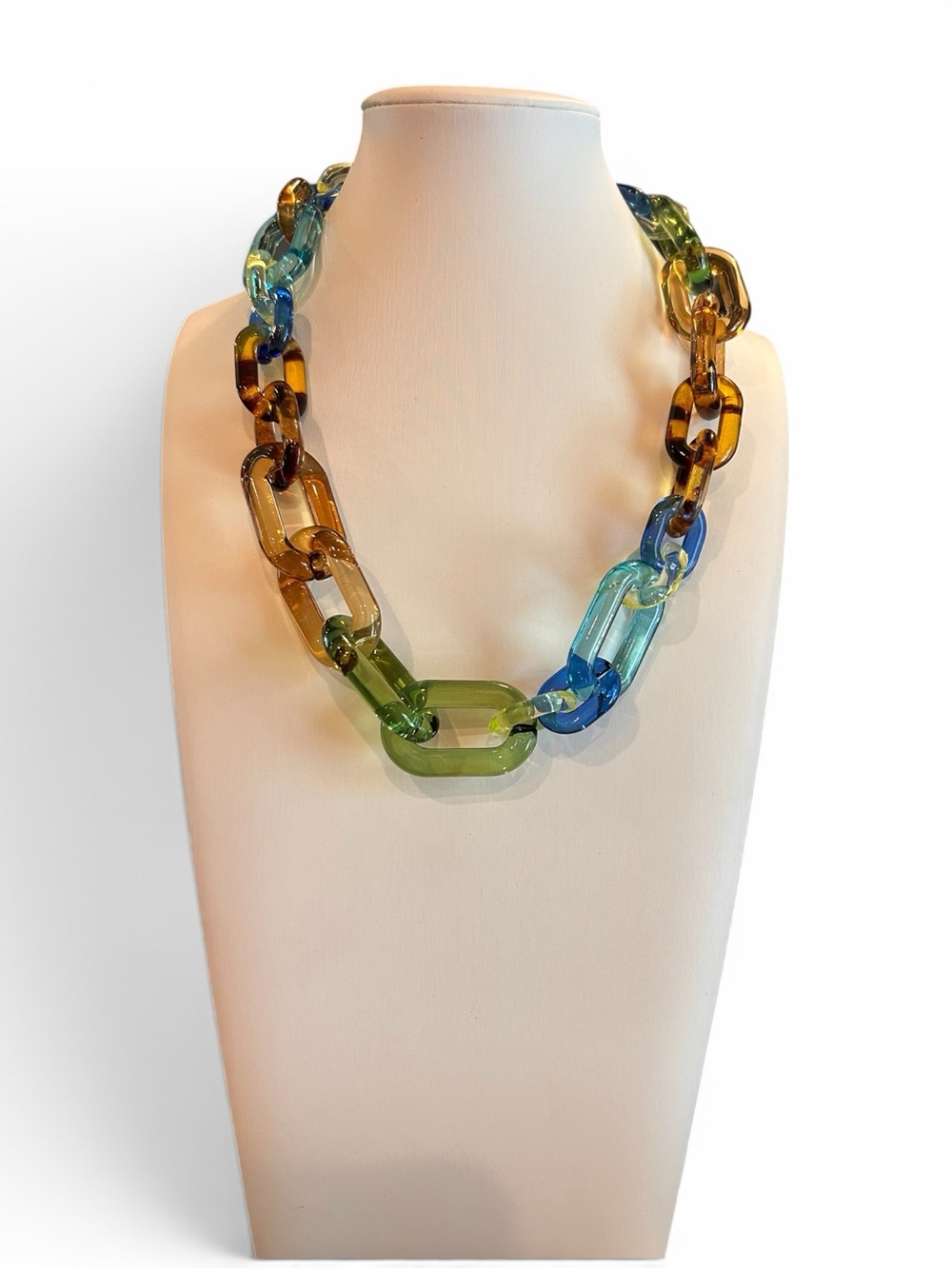 RUSH Resin Green, Blue & Amber Ombré Chain Necklace